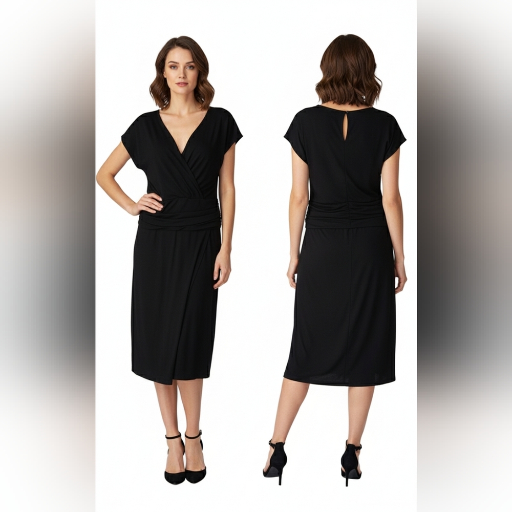 Armani Collezioni‎ Black Midi Faux Wrap Dress
